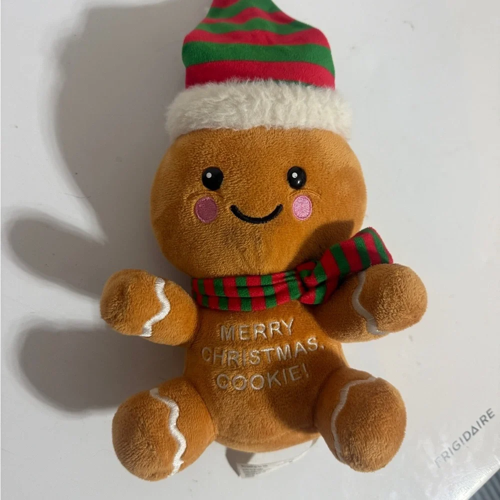 Gingerbread Plush with Red and Green Hat